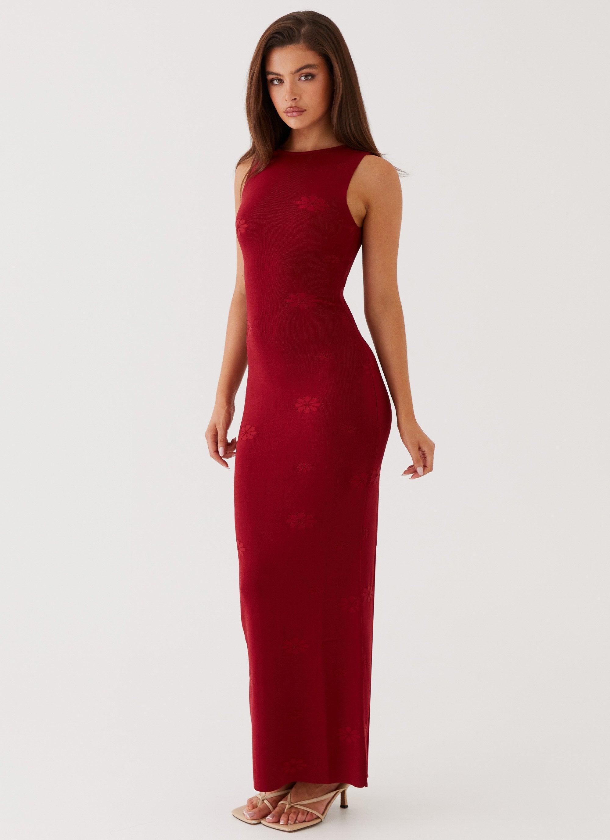 Holly Knit Maxi Dress - Red Product Image