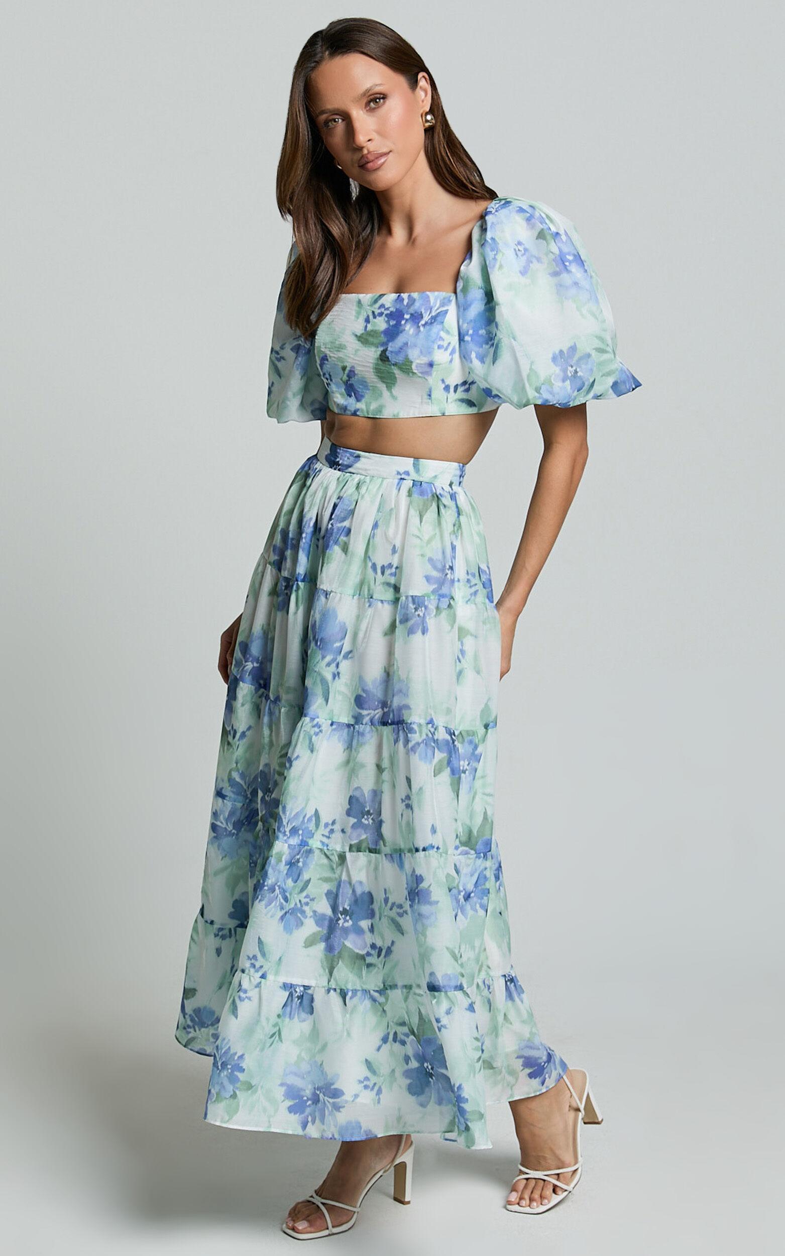 Amalie The Label - Rosa Crop Top and Tiered Maxi Skirt Two Piece Set in Elysian Print Product Image