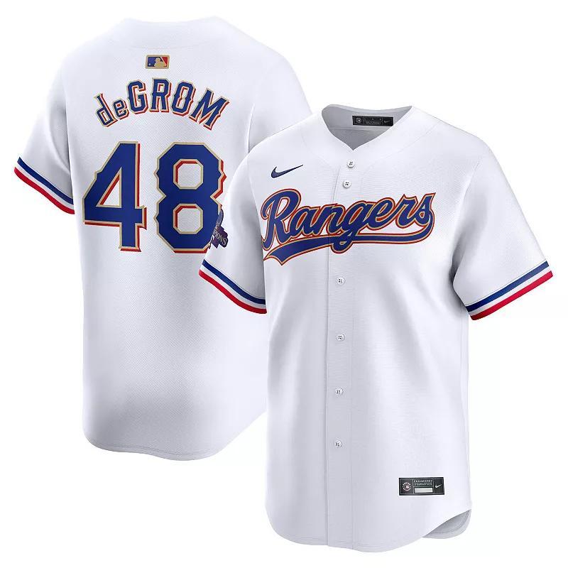 Nike Mens Jacob deGrom White Texas Rangers 2024 Gold Collection Limited Player Jersey - White Product Image