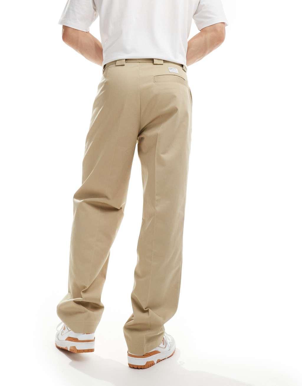 ASOS DESIGN workwear chino with wide belt loops in stone Product Image