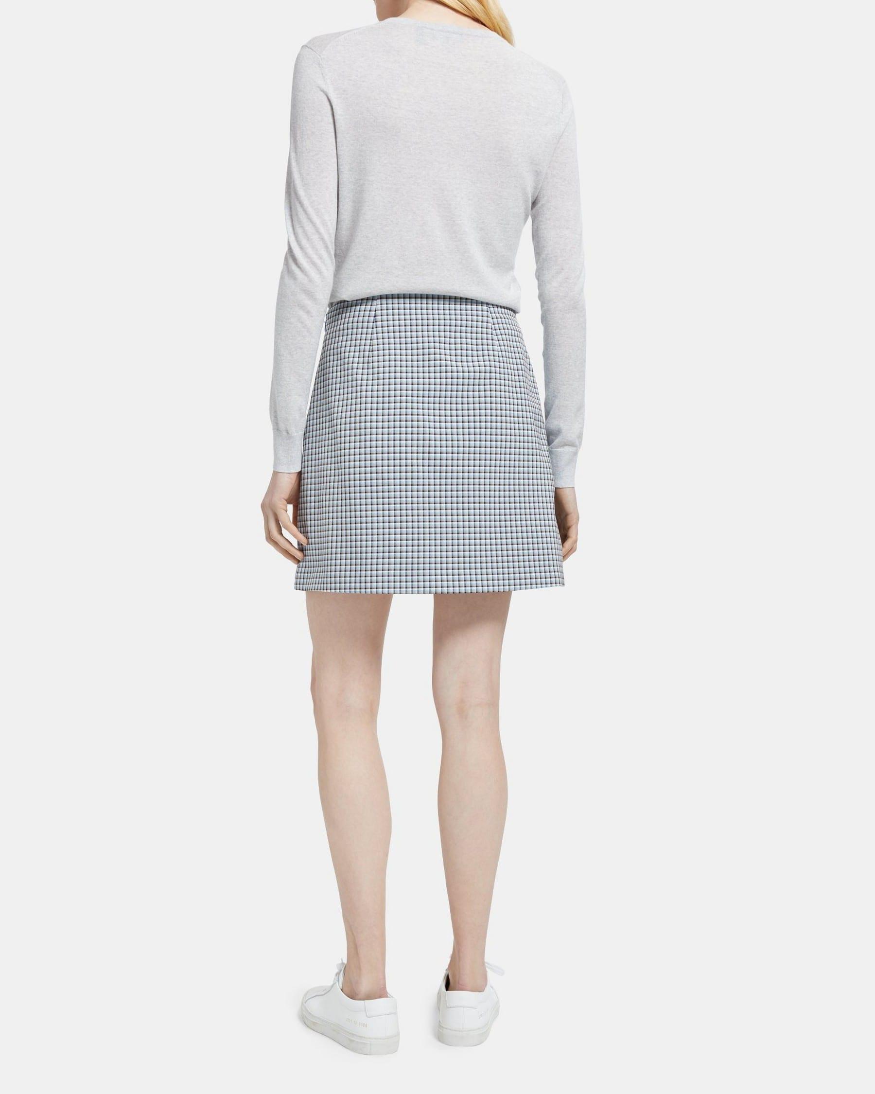 High-Waisted Mini Skirt in Viscose Check Product Image