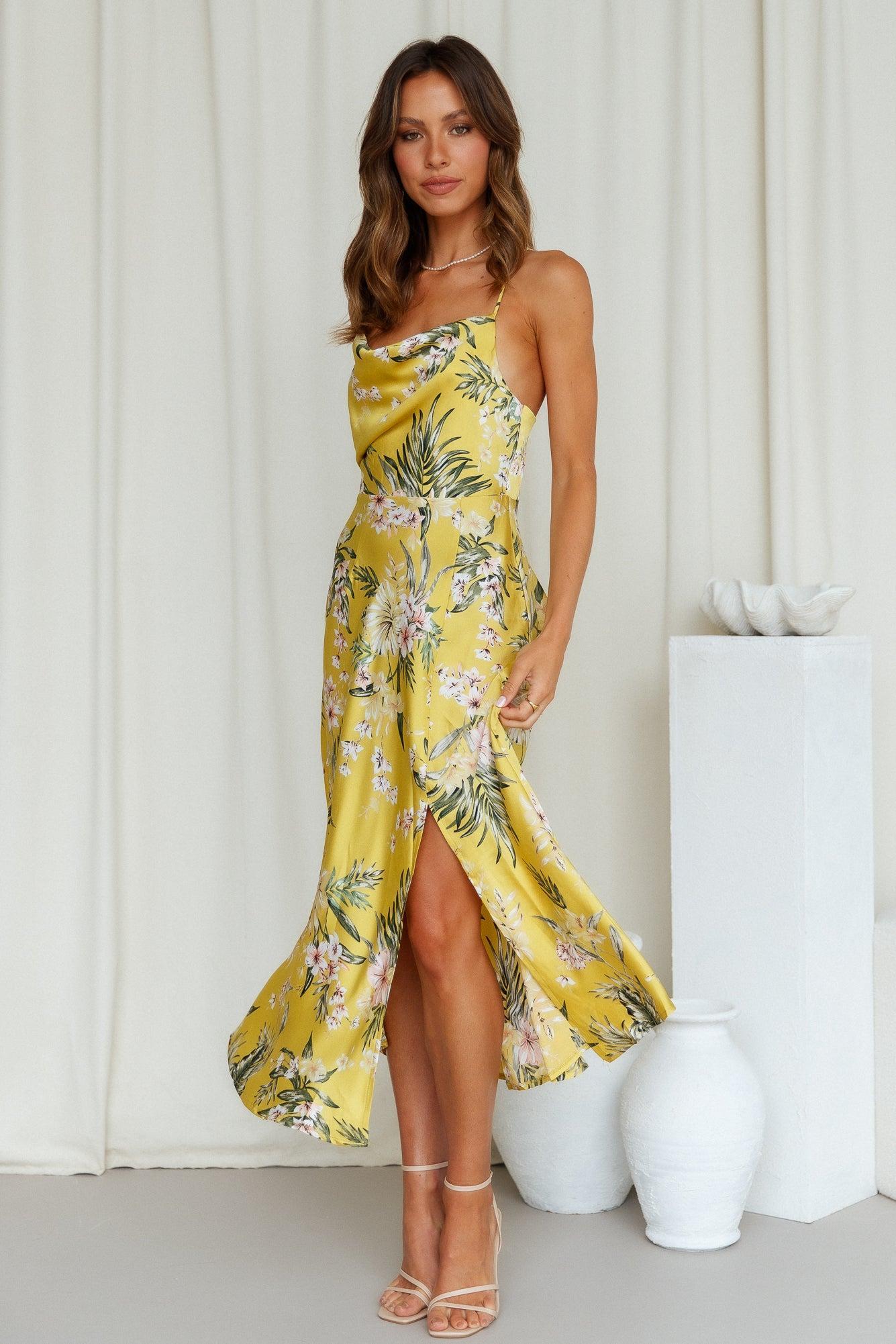 Heart In The Sun Midi Dress Yellow Product Image