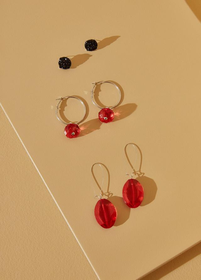 Plus Size Druzy And Bead Hoop Earrings Set Ashley Stewart Product Image