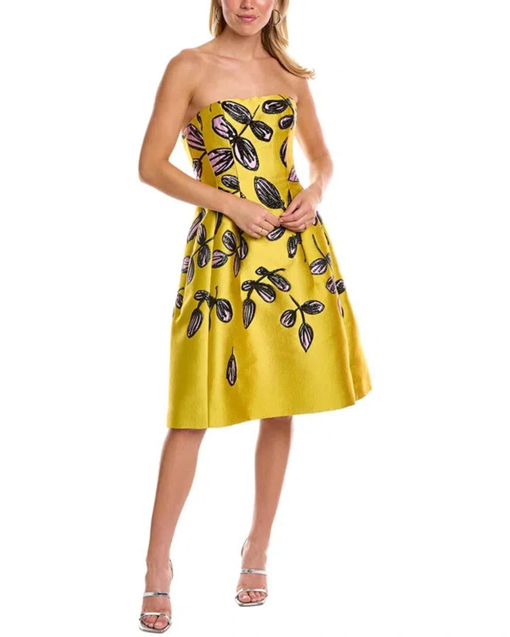 OSCAR DE LA RENTA Degrade Silk-blend A-line Dress In Yellow Product Image