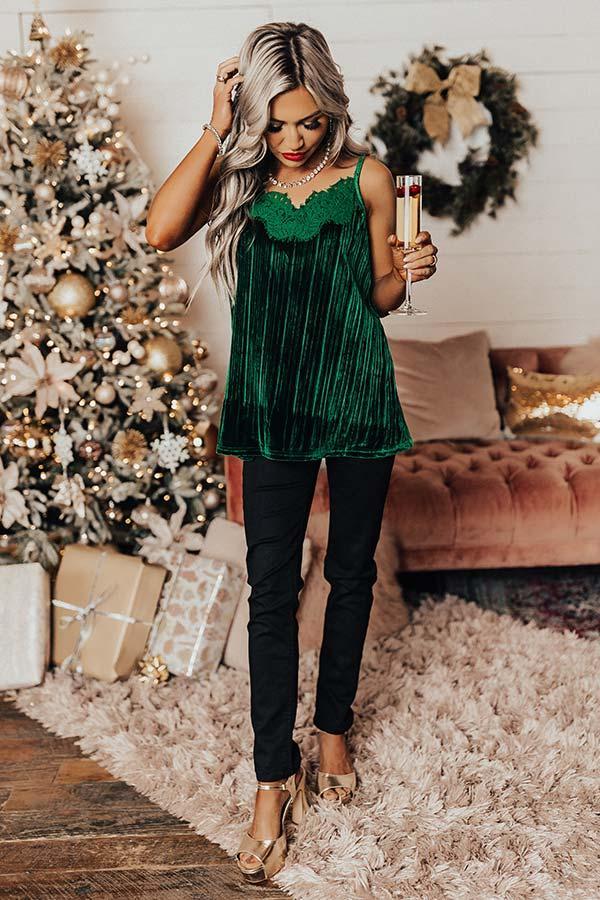 Finding Romance Velvet Tank In Green Product Image