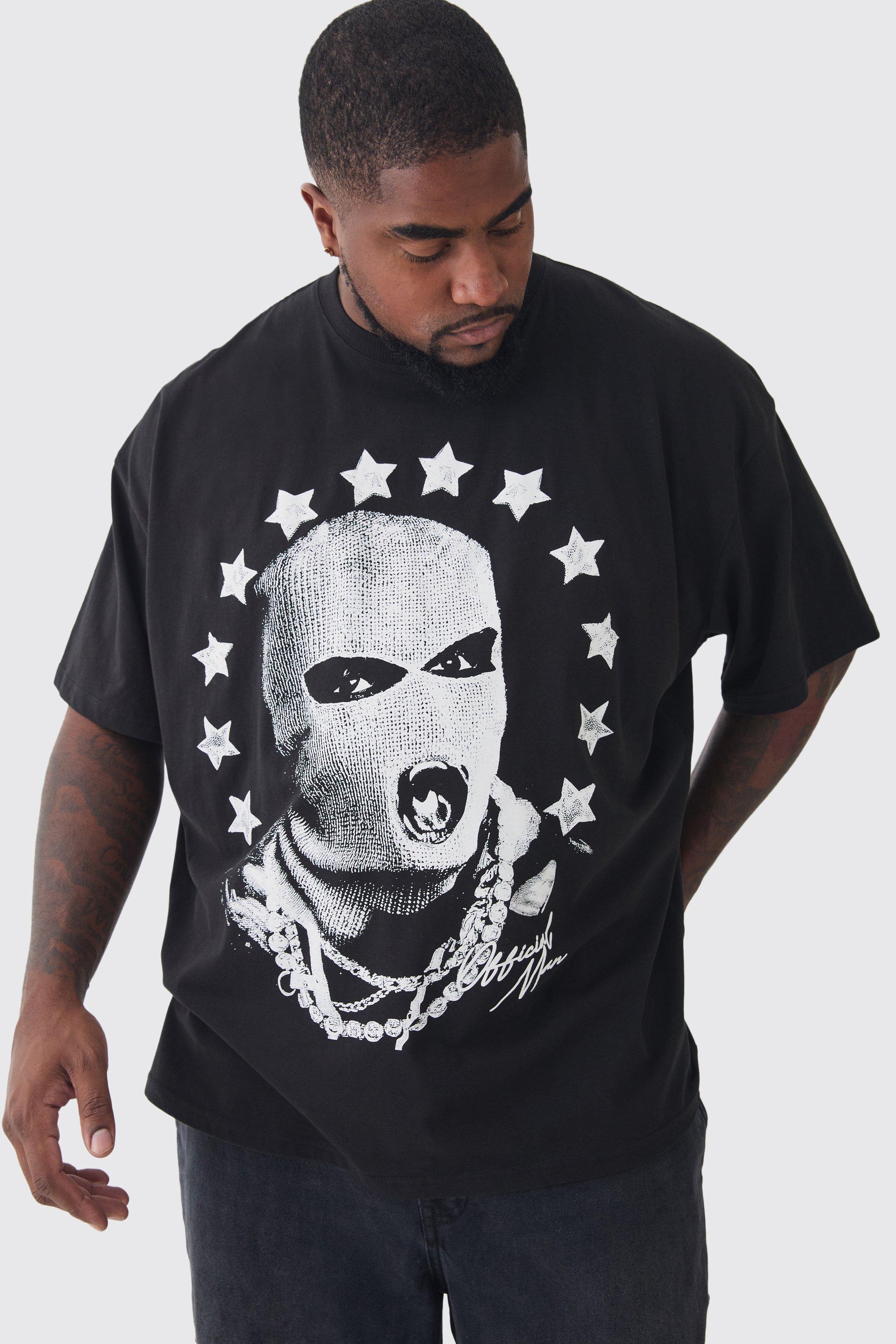 Plus Star Balaclava Graphic Oversized T-Shirt | boohooMAN USA Product Image