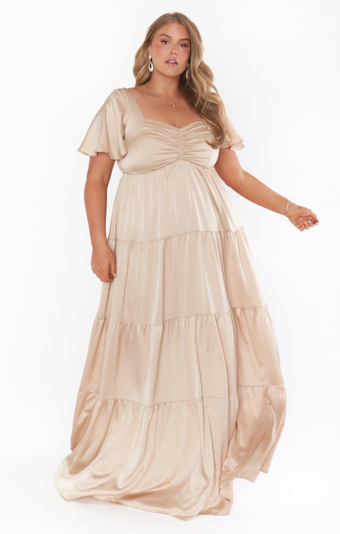 Nicole Maxi Dress ~ Champagne Luxe Satin Product Image