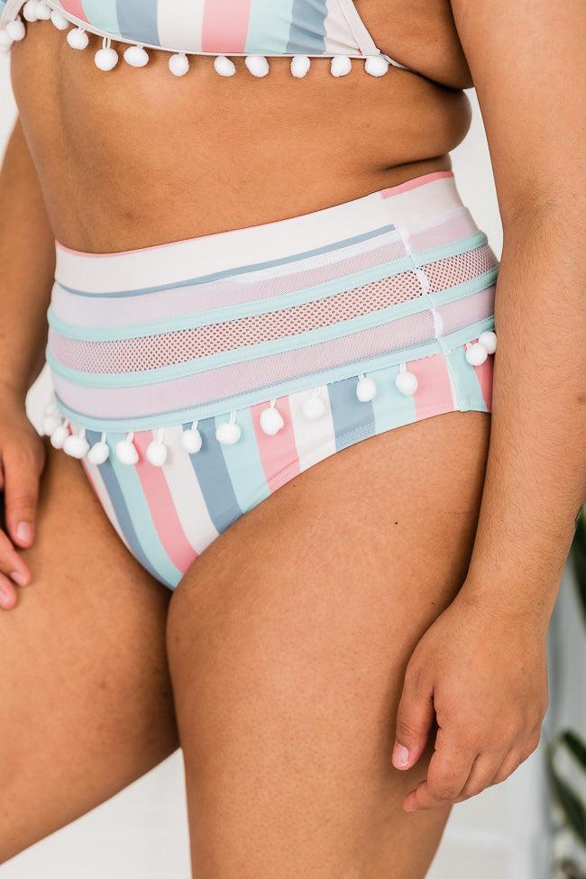 Sailing Through Paradise Muted Stripe Bikini Bottoms FINAL SALE Product Image