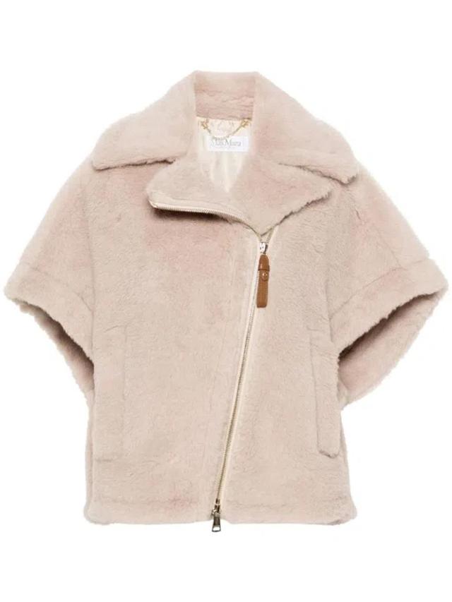 Shearling Cape In Neutrals Product Image