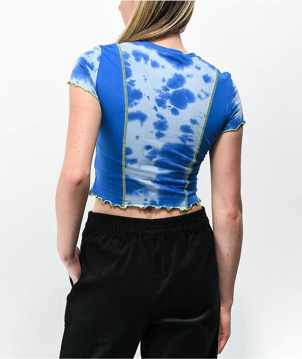 A.LAB Nikole Blue Tie Dye Crop T-Shirt Product Image