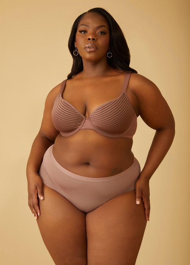 Plus Size Mesh Paneled High Cut Briefs Ashley Stewart Product Image