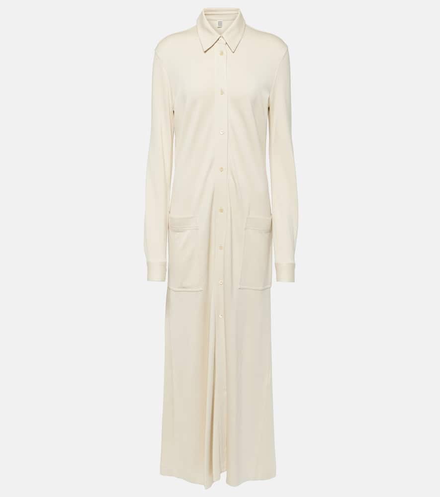 TOTÊME Flowing Jersey Shirtdress Ecru In 116 Ecru Product Image