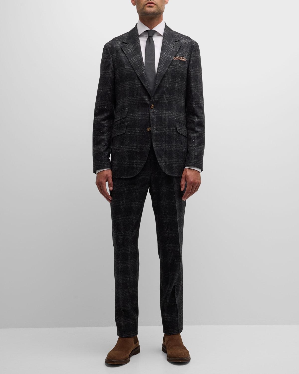 Mens Heathered Overplaid Suit Product Image