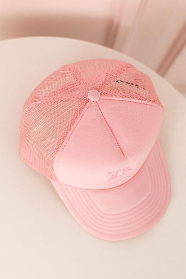 Coquette Crush Embroidered Trucker Hat In Pink Product Image