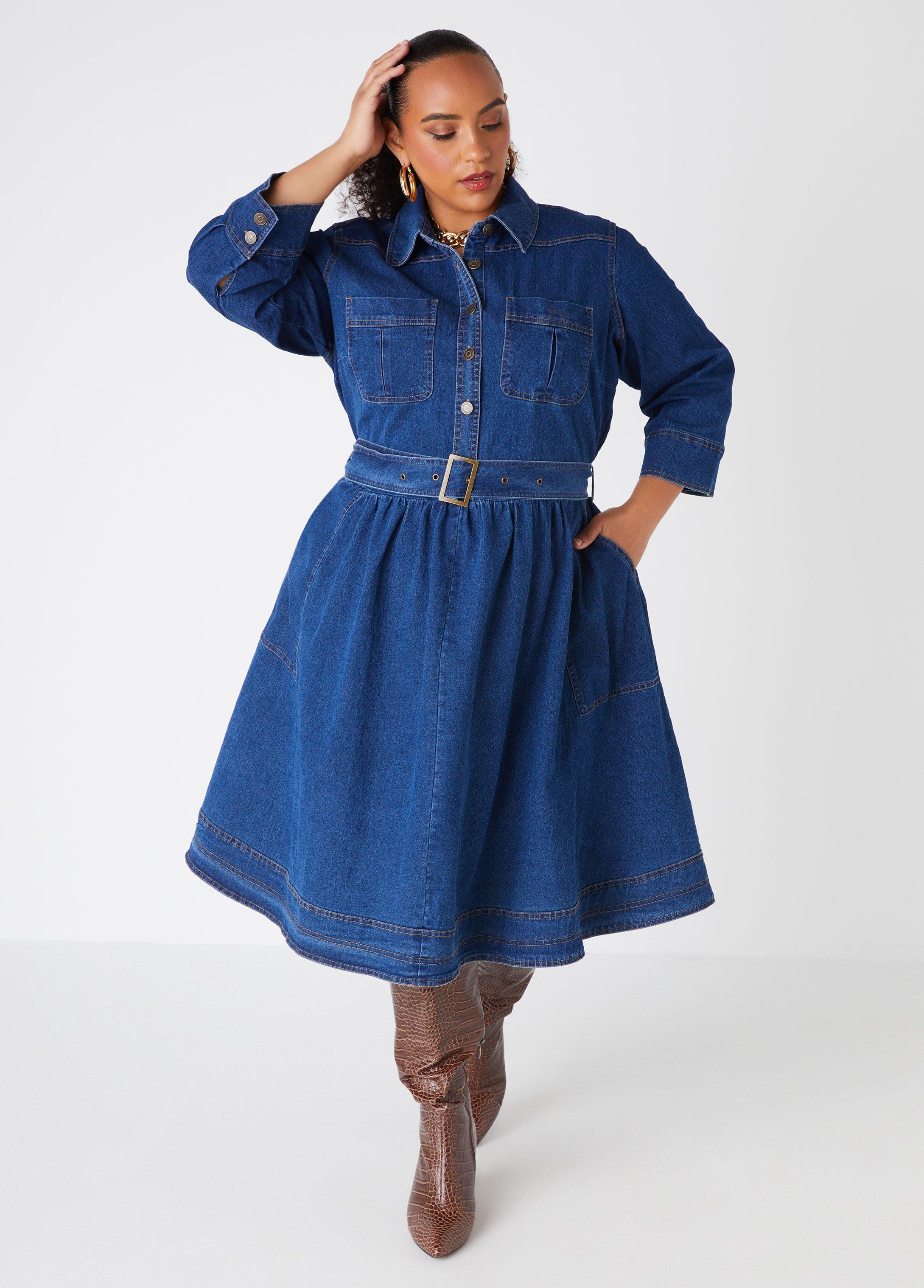 Belted Denim A Line Dress product image