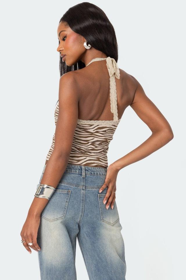 Zebra Printed Halter Top Product Image