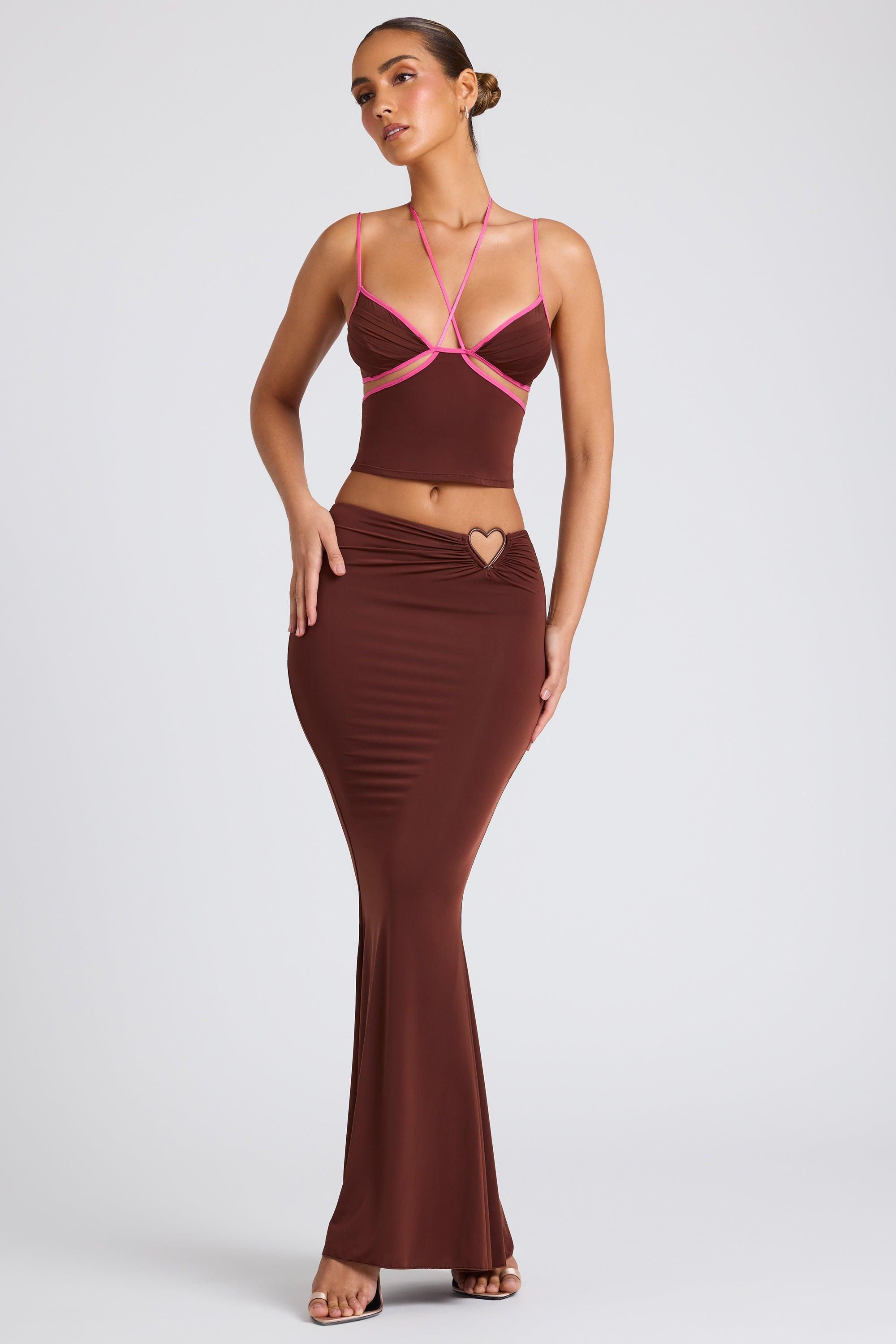 Mid Rise Maxi Skirt in Chocolate Brown product image