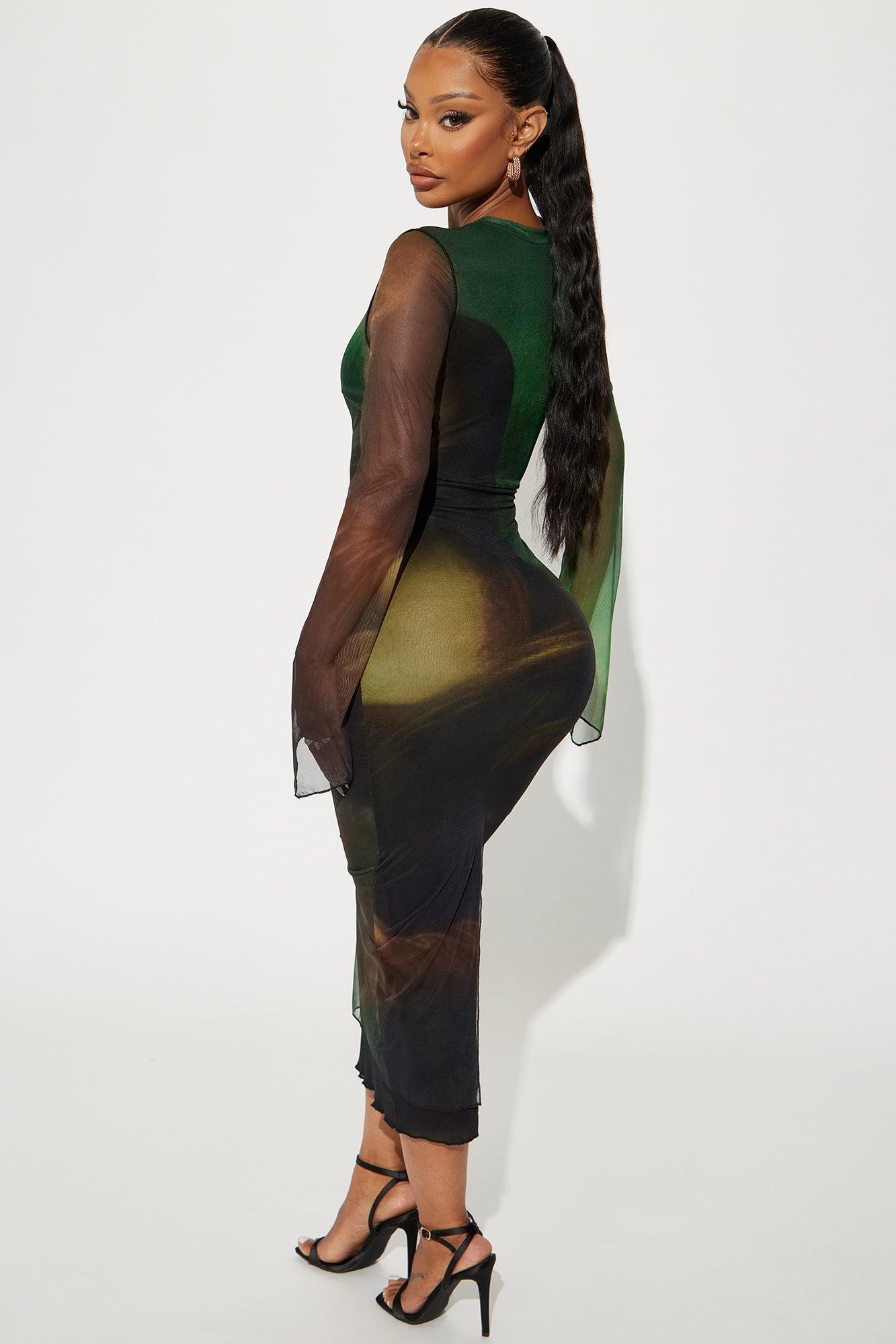 Monalisa Mesh Midi Dress - Green Product Image