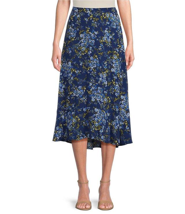 Investments Floral Romance A-Line High-Low Flounce Midi Skirt Product Image