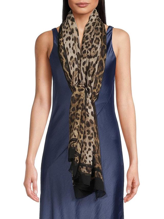 Womens Leopard Silk Scarf Product Image