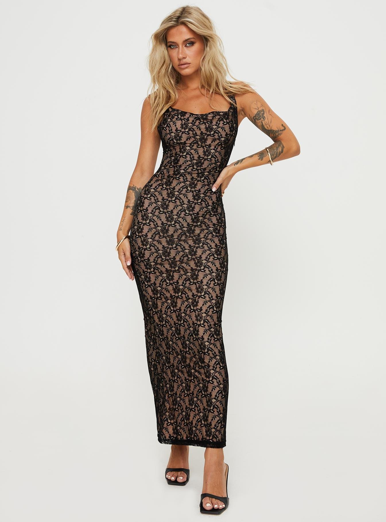 Romani Lace Maxi Dress Black Product Image