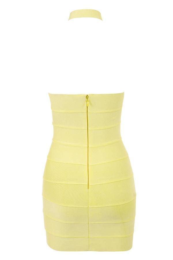 Maliha Buttercup Bandage Halter Mini Dress Product Image