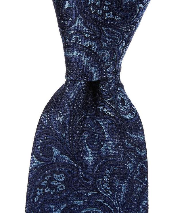 Roundtree & Yorke Paisley-Printed 3 1/8#double; Woven Silk Tie Product Image