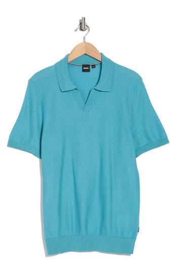 HUGO BOSS Boss Tempio Cotton & Lyocell Polo Sweater In Open Blue Product Image