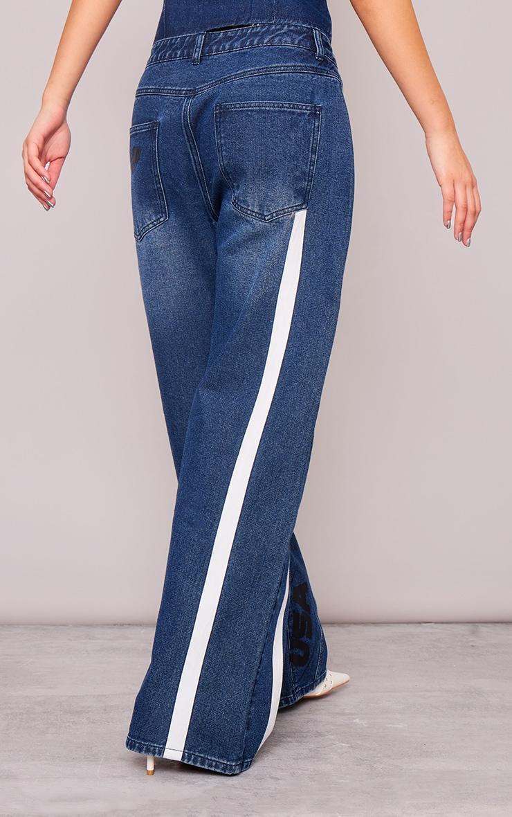 Indigo Graphic Panelled Wide Leg Jeans Product Image