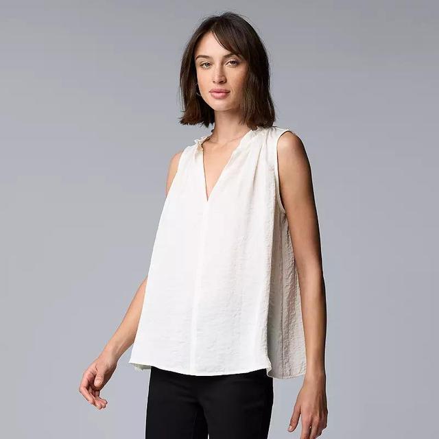 Womens Simply Vera Vera Wang Ruffled V-Neck Shell Shirt Product Image