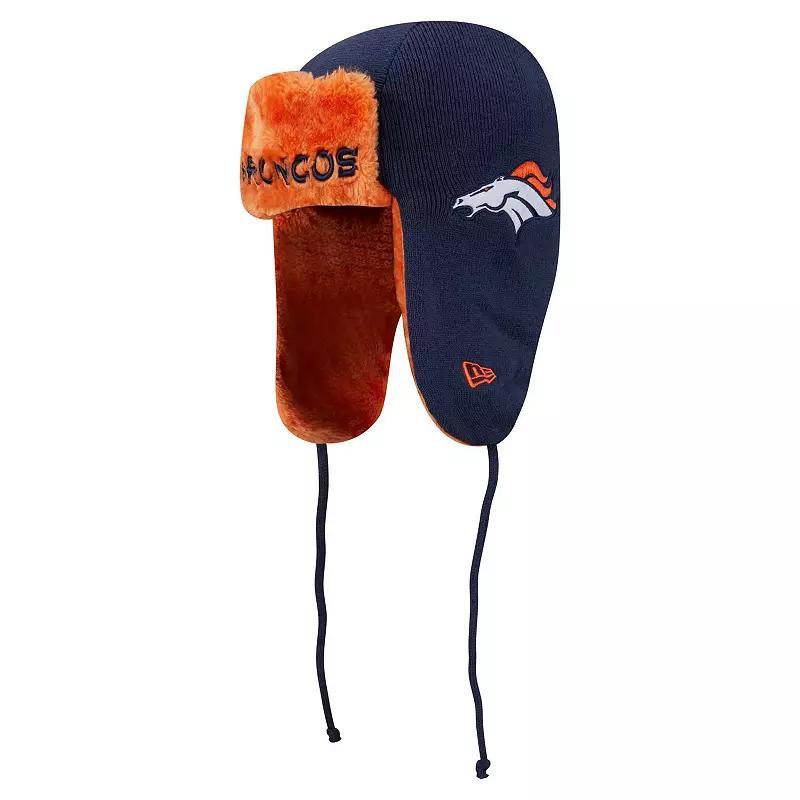 Mens New Era Denver Broncos Helmet Head Trapper Knit Hat, Blue Product Image