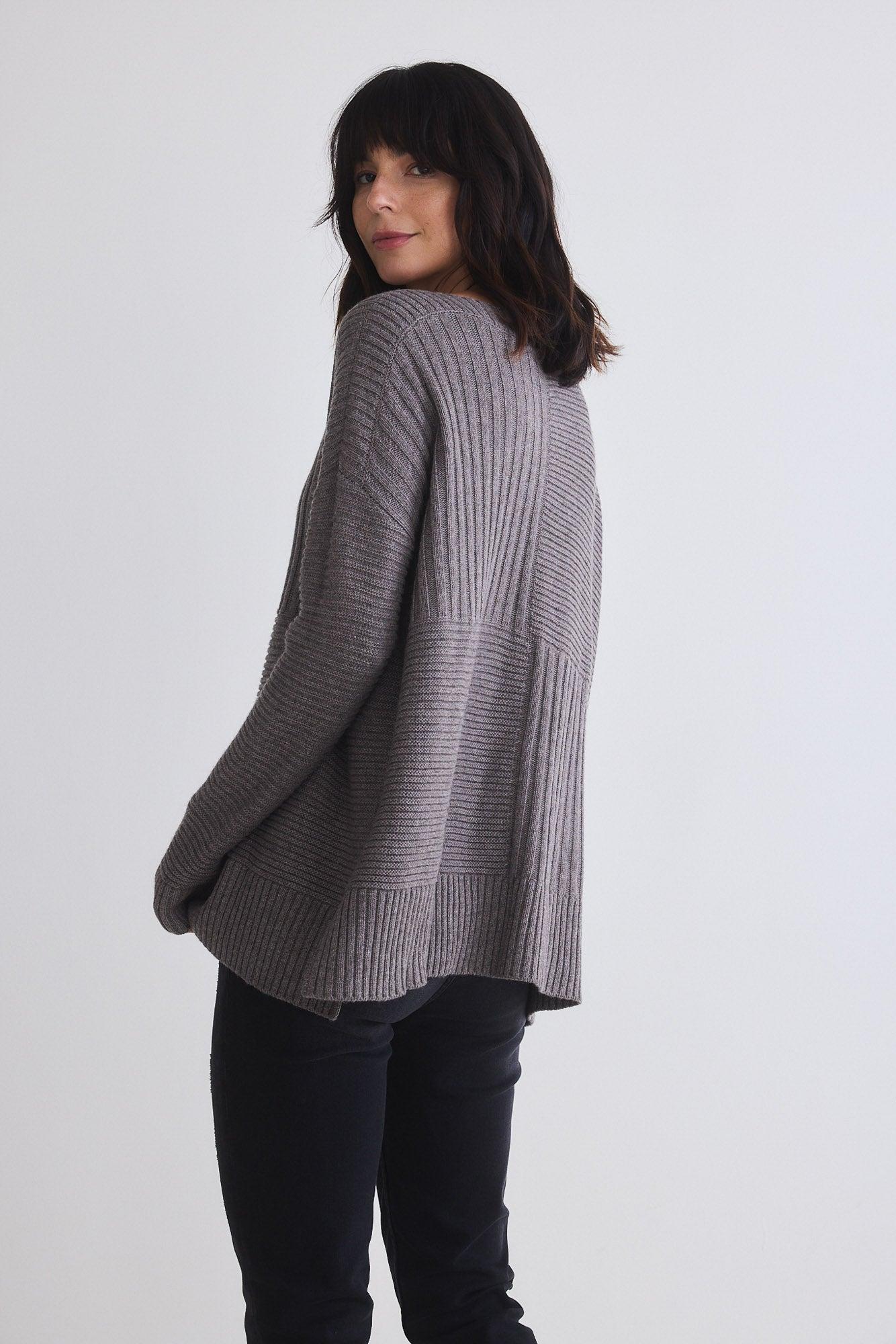 Oversized Mixed Knit Sweater Product Image