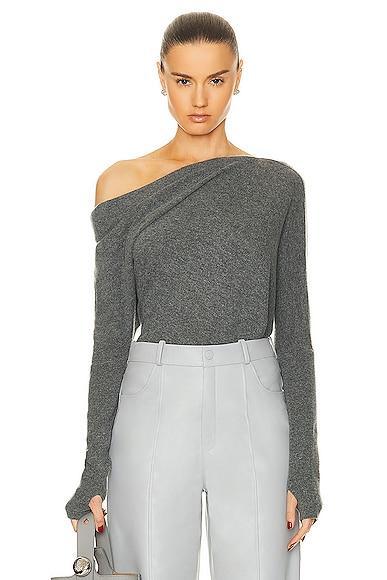 Enza Costa Souch Sweater in Heather Grey - Grey. Size L (also in ). Product Image