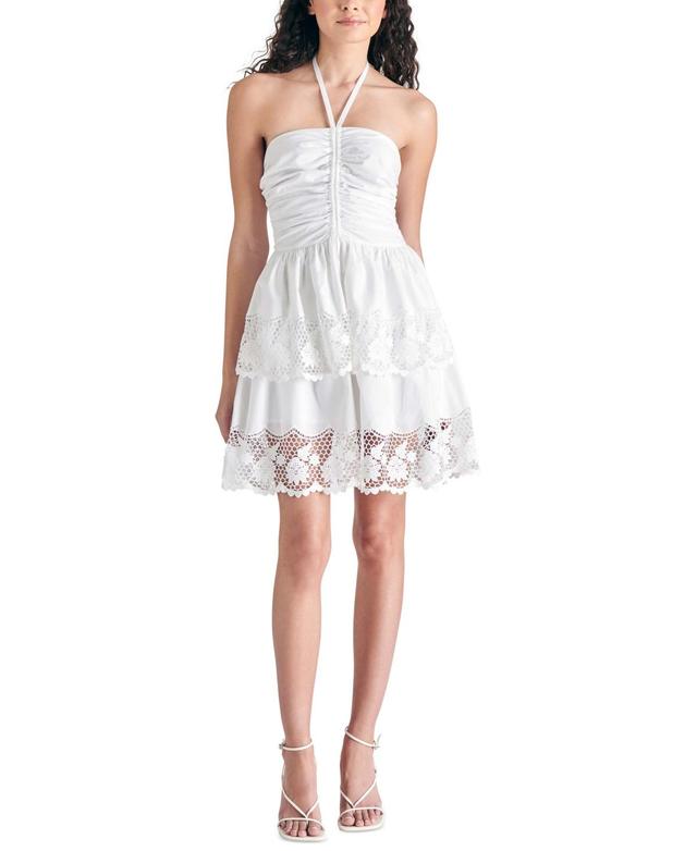 Steve Madden Womens Robyn Lace-Trim Layered Halter Dress Product Image