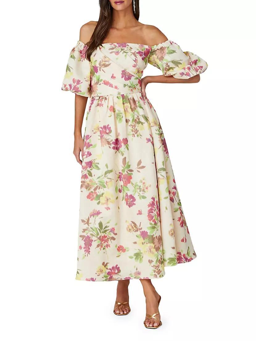 Zarah Floral Off-the-Shoulder Midi-Dress Product Image