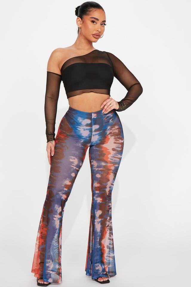 Cali Sunsets Printed Mesh Flare Pant - Orange/combo Product Image