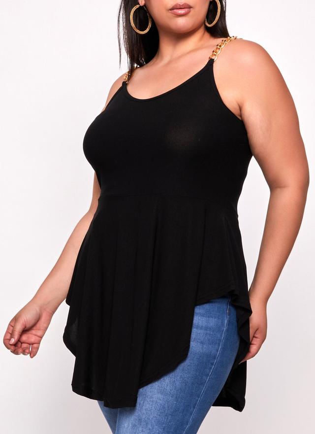 Womens Plus Size Chain Strap Peplum Tunic Cami Product Image