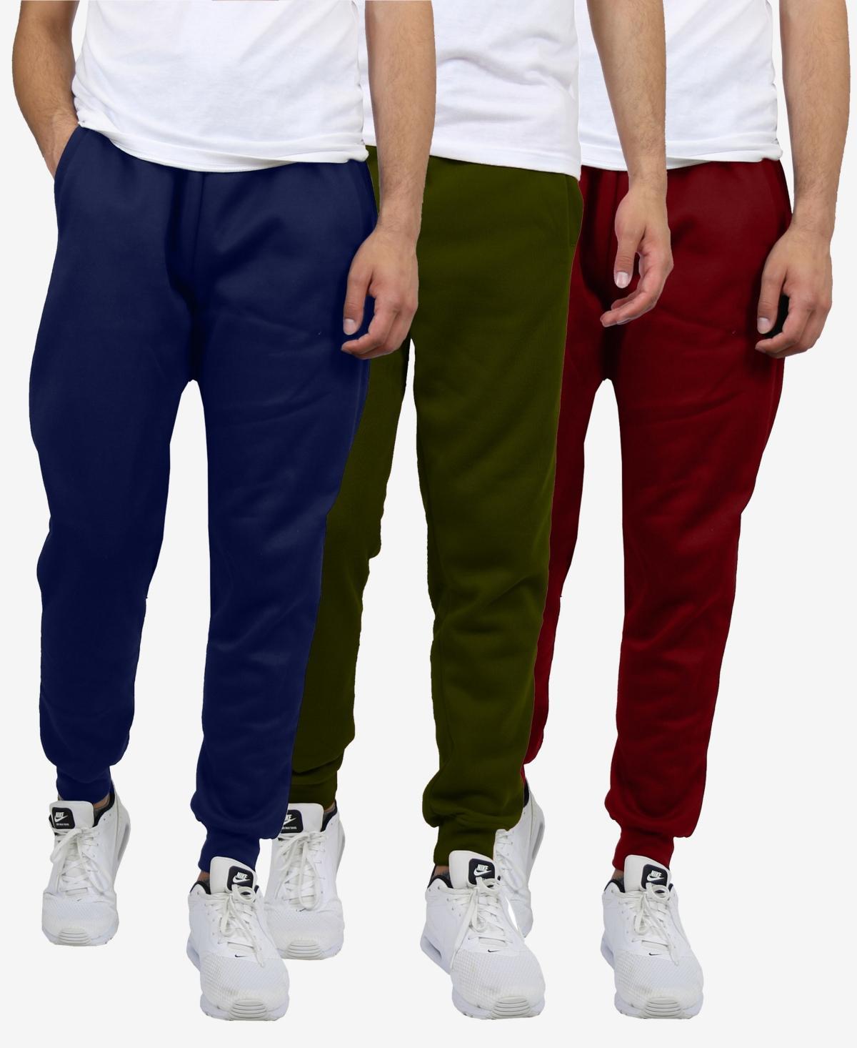 Galaxy By Harvic Mens Slim Fit Heavyweight Classic Fleece Jogger Sweatpants, Pack of 3 Product Image