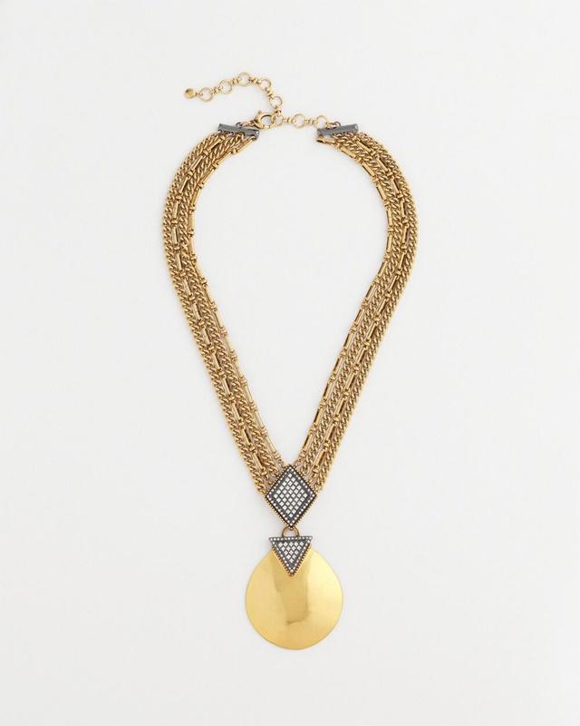 Gold Tone Pavé Pendant Necklace Product Image