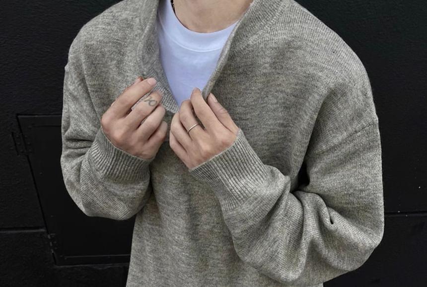 Henley Plain Sweater Product Image