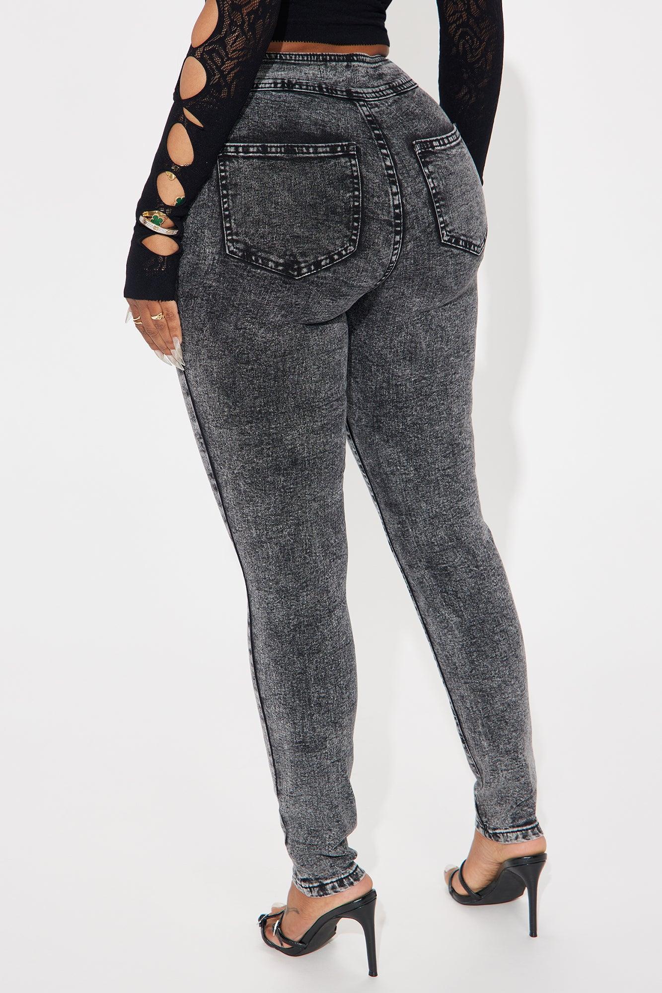 Dialed In Acid Wash Stretch Skinny Jeans - Black Wash Product Image