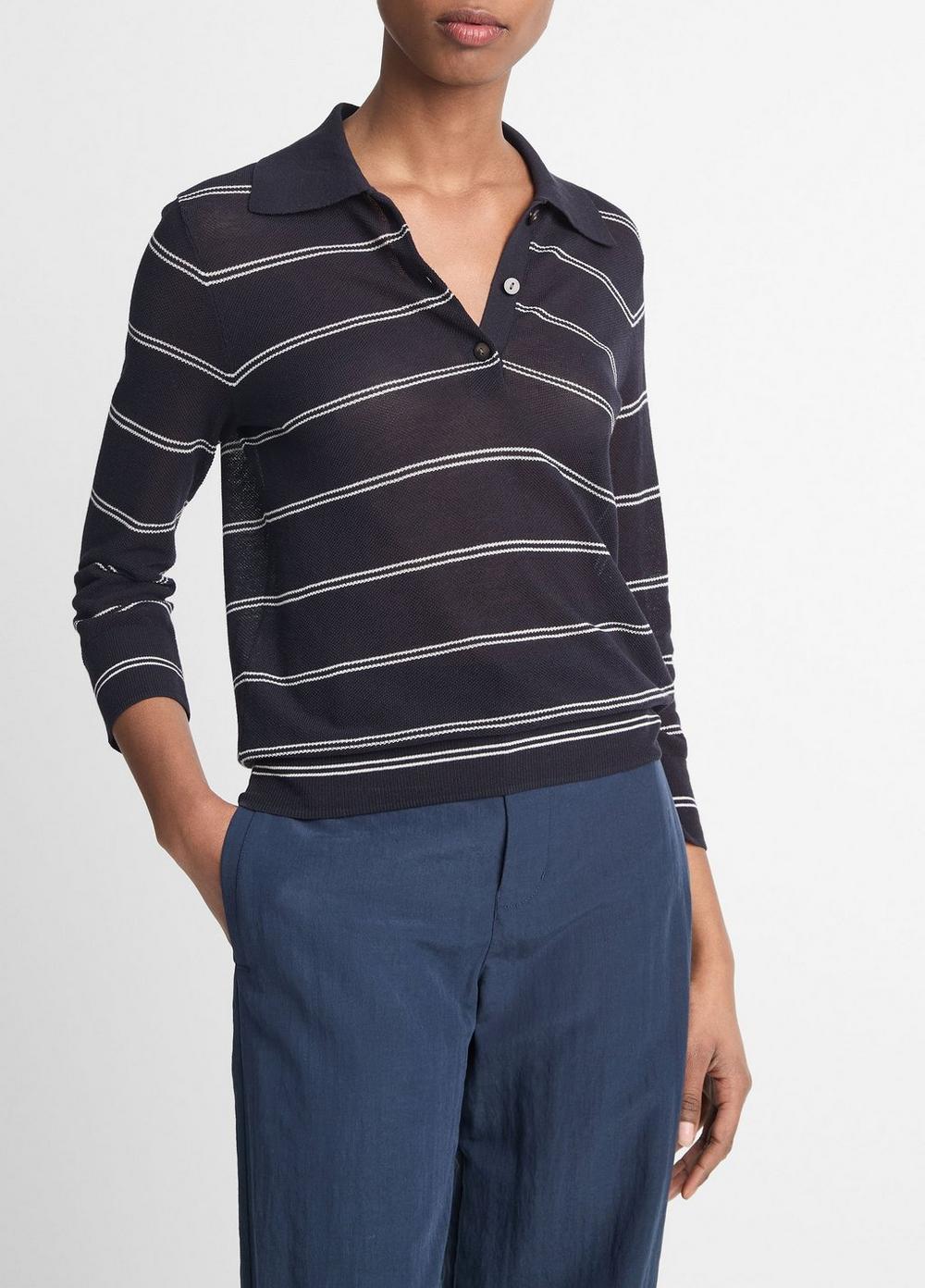 Striped Italian Cotton Piqué Polo Shirt Product Image