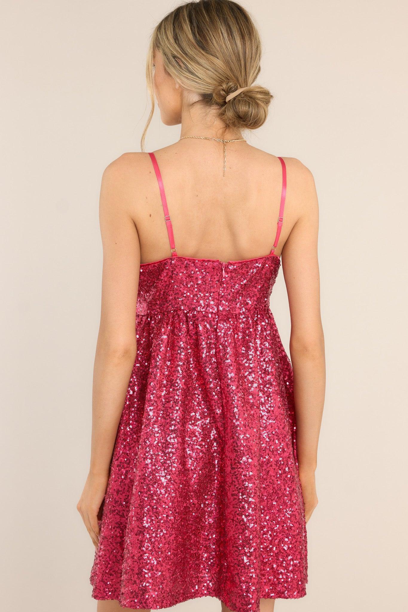 Let Her Shine Hot Pink Sequin Mini Dress Product Image