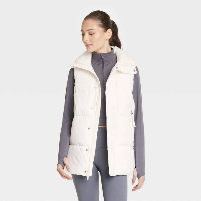 Womens Long Puffer Vest - All In Motion Cream Product Image