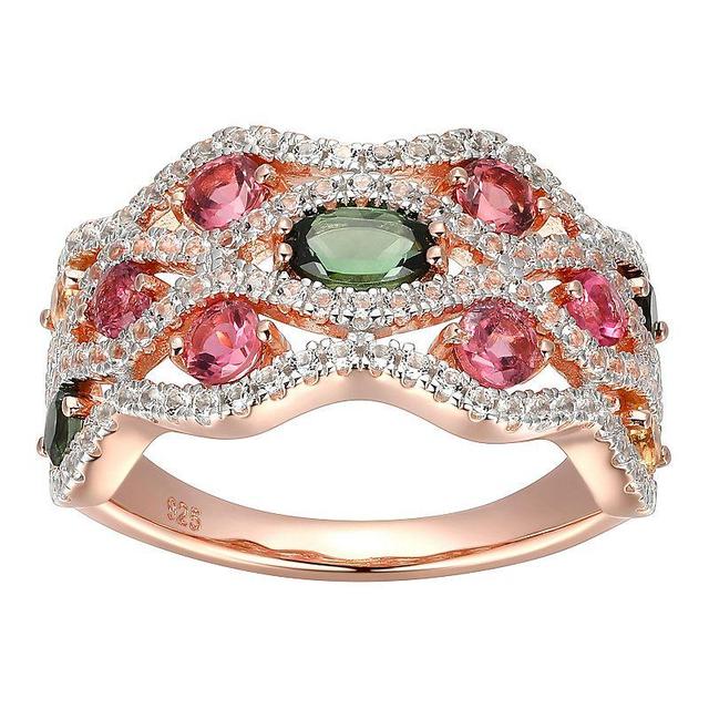 18k Rose Gold Over Sterling Silver Tourmaline With Citrine & White Topaz Ring, Womens Pink Tone Product Image