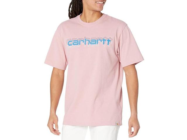 Carhartt Loose Fit Heavyweight Short Sleeve Logo Graphic T-Shirt (Foxglove Heather) Men's Clothing Product Image