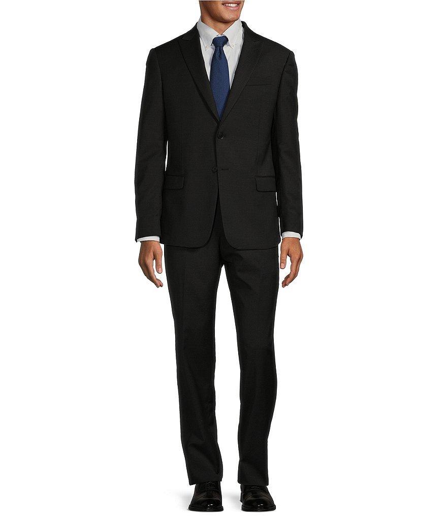 Armani Exchange Modern Fit Flat Front Textured Solid 2-Piece Suit Product Image