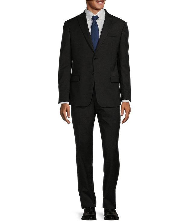 Armani Exchange Slim Fit Flat Front Textured Solid 2-Piece Suit Product Image