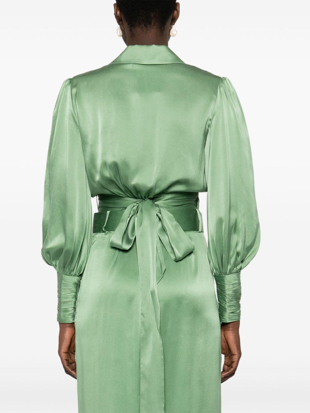 ZIMMERMANN Silk Wraparound Blouse In Green Product Image