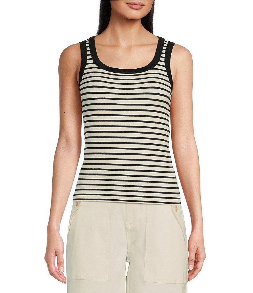 Gibson & Latimer Ribbed Knit Scoop Neck Sleeveless Tank Top Product Image